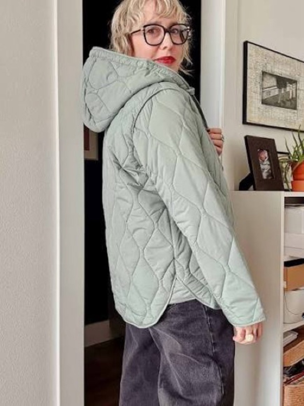 Avalanche Quilted Hooded Jacket in Sage Green